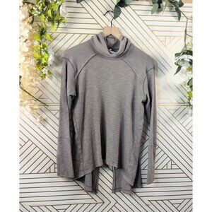 We The Free People Women's Turtleneck Top Split Back Inverse Seam Taupe Sz Small